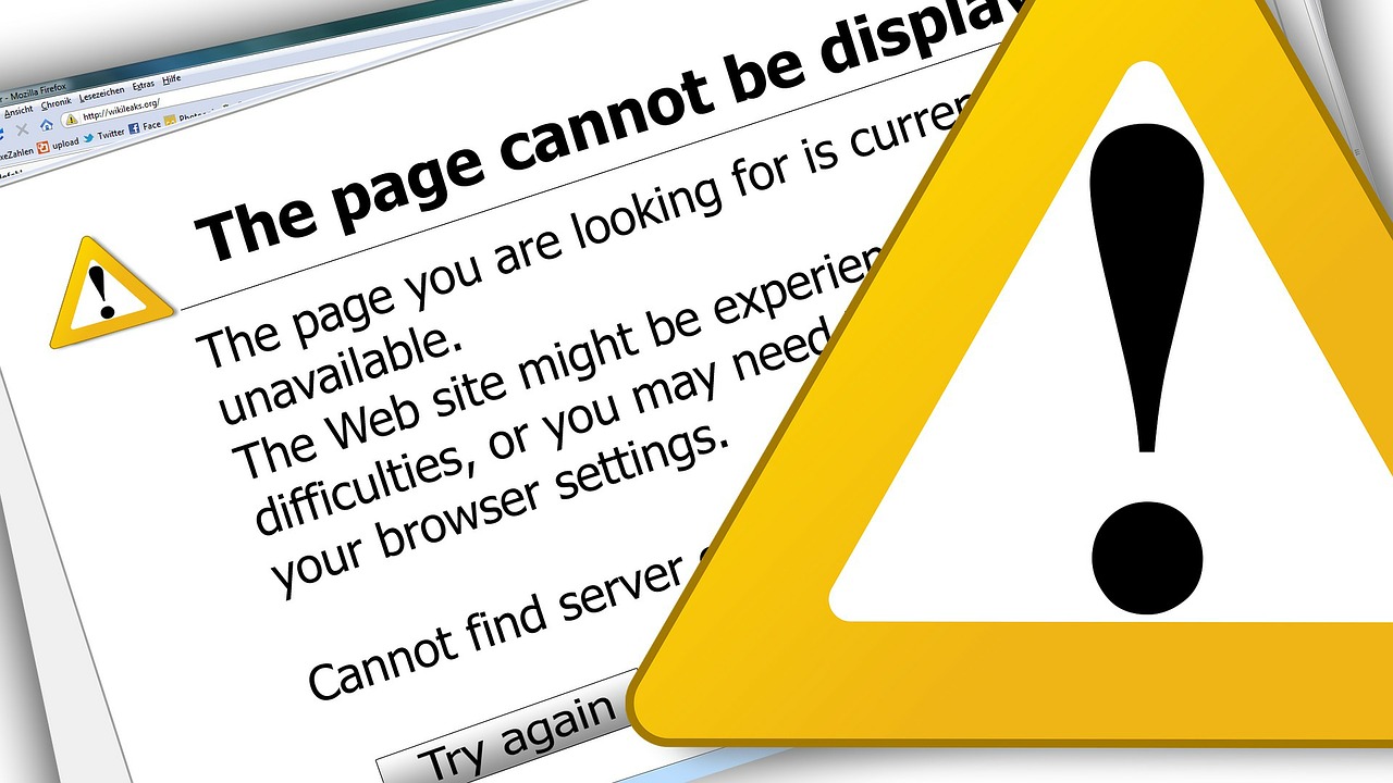 Website error message